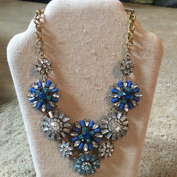 J.Crew-inspired blue crystal statement necklace - Picture 1 of 4